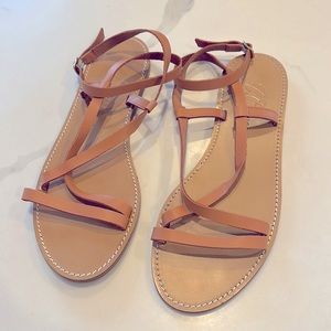 J. Crew leather sandal size 10.5. Tan. Wraparound ankle strap